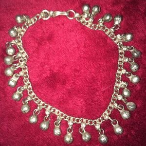 Vintage unique ladies silver ankle bracelet, hook closure